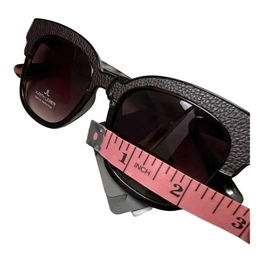 Judith Leiber Uva Sunglasses‎ Brown Tortoise Square Classic Cat Eye Textured